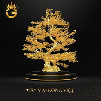 Cây Mai Đại Phúc mạ vàng 24k cao 180 cm làm quà tặng tại King Gold Art