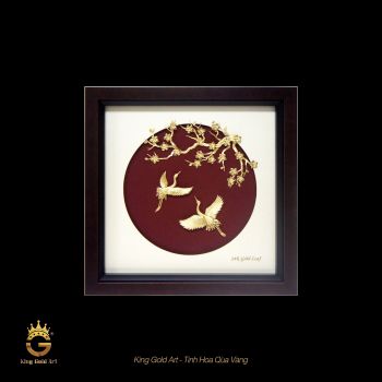 Tranh vàng: Song hạc uyên ương 
