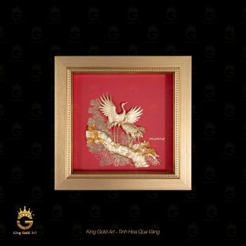 Tranh vàng phong thủy: Tùng Hạc trường xuân